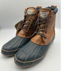 NWT Duck Boots Waterproof Rain Boots Sz 10 Brown Leather Thermolite Insulated